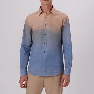 Bugatchi size large Ombre Button Down Shirt in Blue and Peach